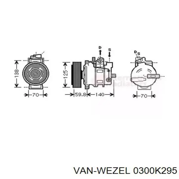 Компрессор кондиционера 0300K295 VAN Wezel