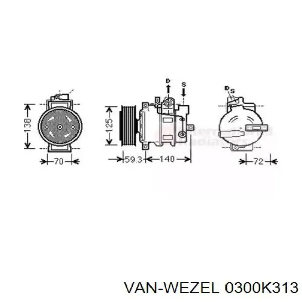 Компрессор кондиционера 0300K313 VAN Wezel