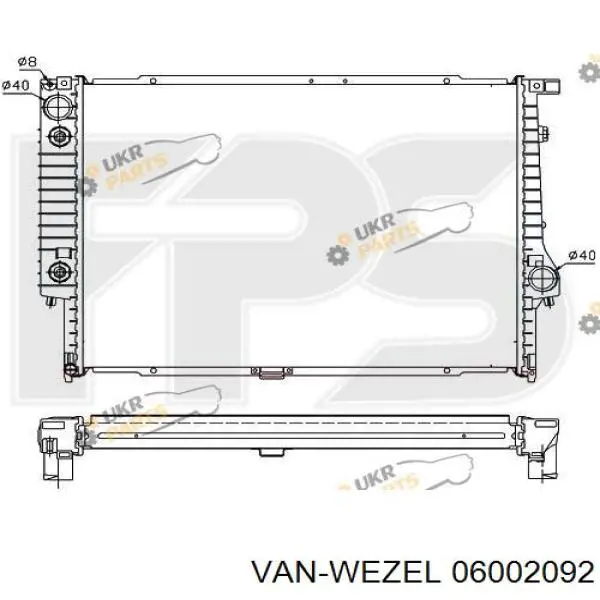 Радиатор охлаждения двигателя VAN Wezel 06002092 цена, от 129.42 USD
