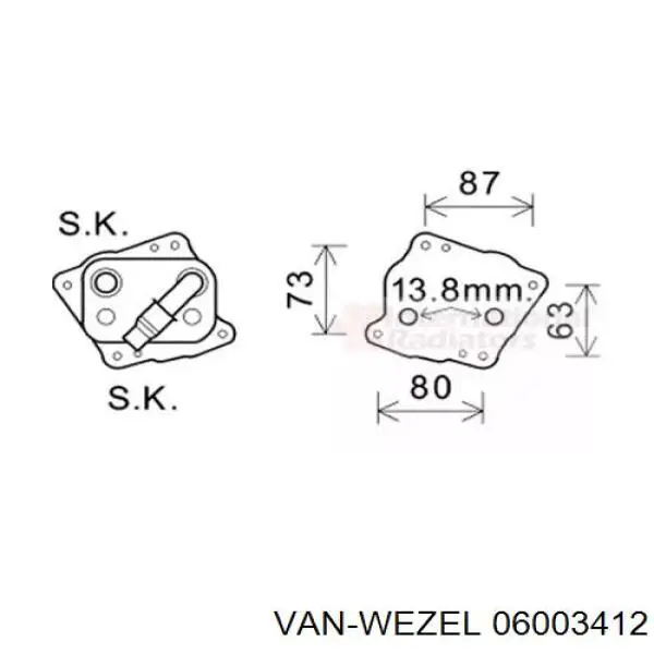 Радиатор масляный (холодильник), под фильтром 06003412 VAN Wezel