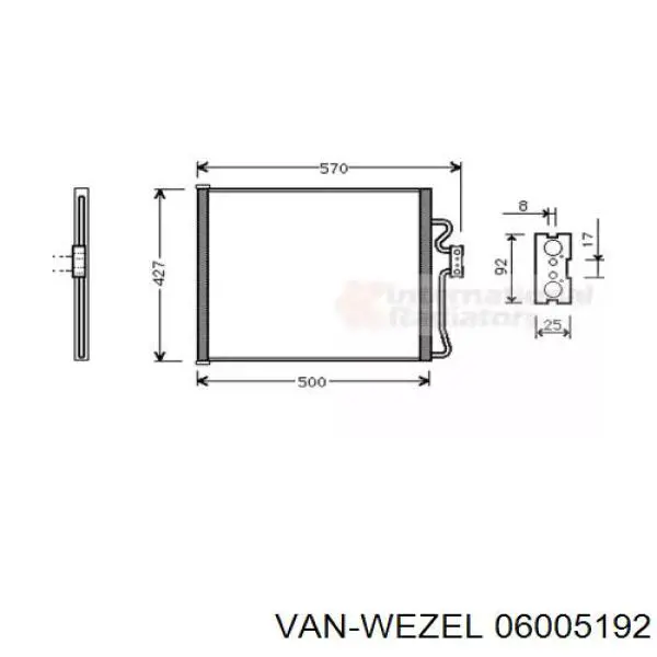 06005192 VAN Wezel радиатор кондиционера