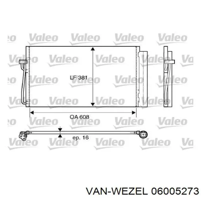 Конденсатор кондиционера VAN Wezel 06005273 цена, от 76.98 USD