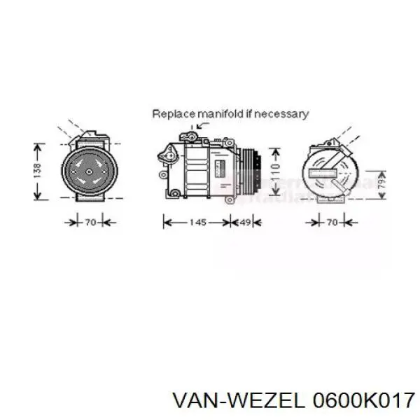 Компрессор кондиционера 0600K017 VAN Wezel