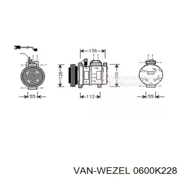 Компрессор кондиционера 0600K228 VAN Wezel