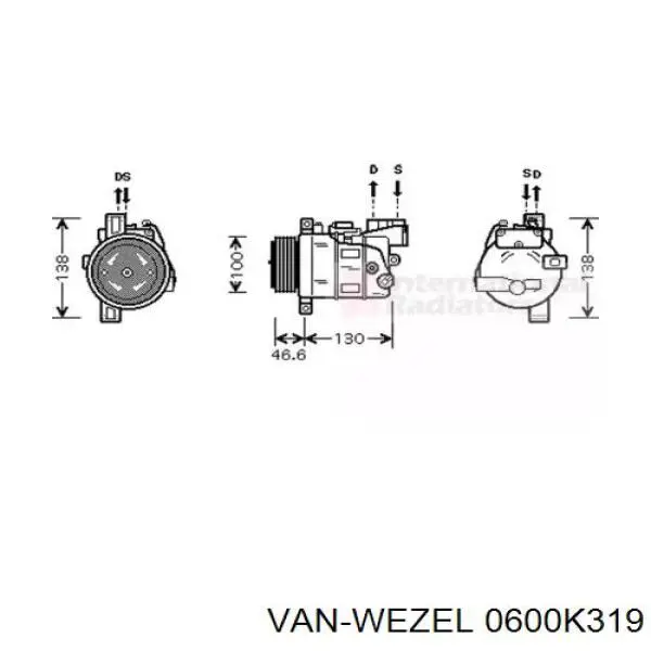 Компрессор кондиционера 0600K319 VAN Wezel