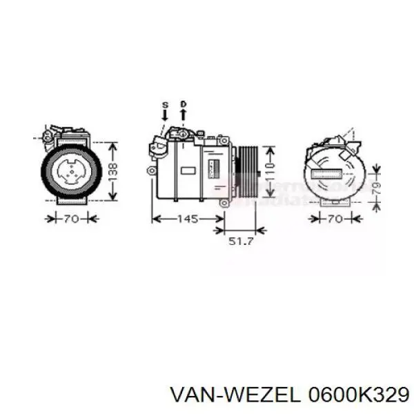 Компрессор кондиционера 0600K329 VAN Wezel