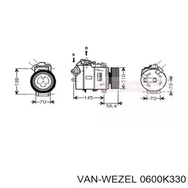 Компрессор кондиционера 0600K330 VAN Wezel