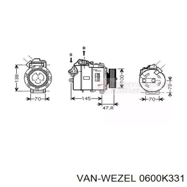 Компрессор кондиционера 0600K331 VAN Wezel