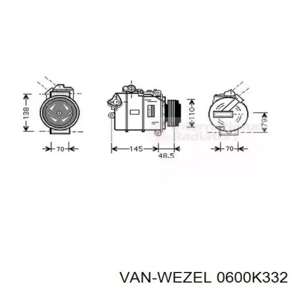 Компрессор кондиционера 0600K332 VAN Wezel