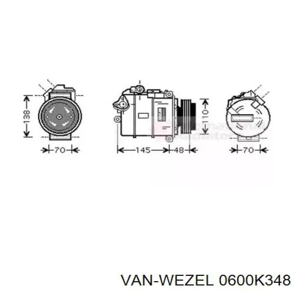 Компрессор кондиционера 0600K348 VAN Wezel