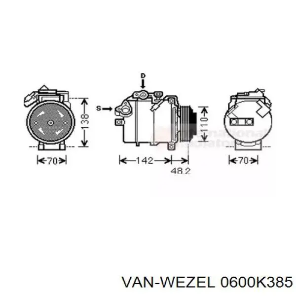 Компрессор кондиционера 0600K385 VAN Wezel