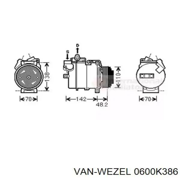 Компрессор кондиционера 0600K386 VAN Wezel