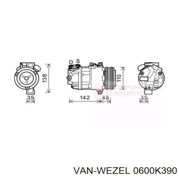 Компрессор кондиционера 0600K390 VAN Wezel