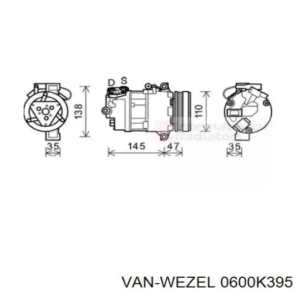 Компрессор кондиционера 0600K395 VAN Wezel