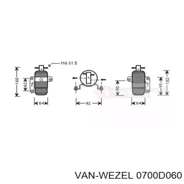 Осушитель кондиционера 0700D060 VAN Wezel