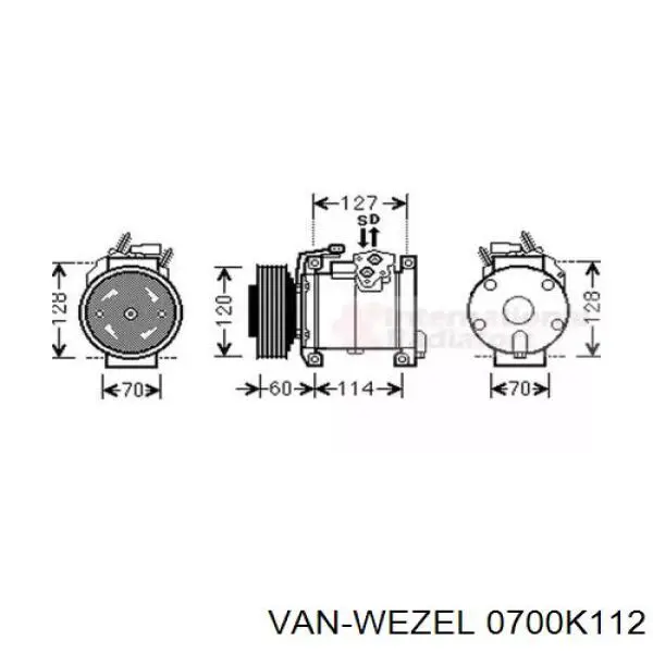 Компрессор кондиционера 0700K112 VAN Wezel