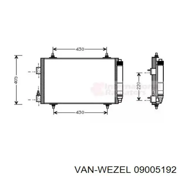 Радиатор кондиционера 09005192 VAN Wezel