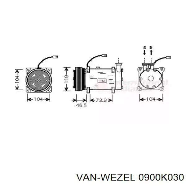 Компрессор кондиционера 0900K030 VAN Wezel