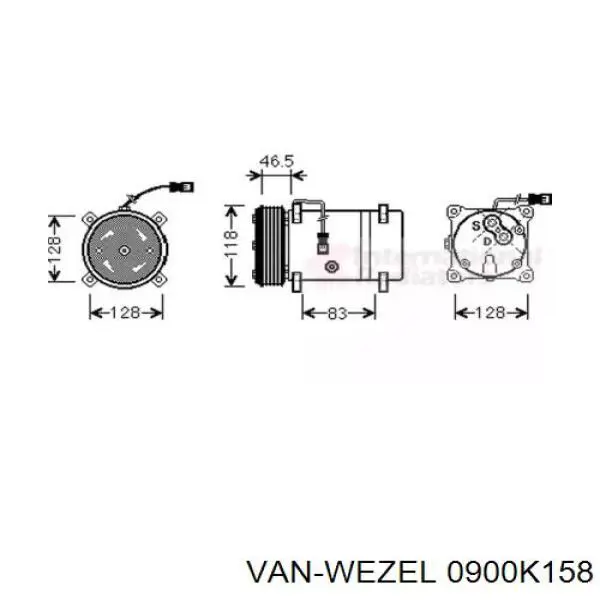 Компрессор кондиционера 0900K158 VAN Wezel