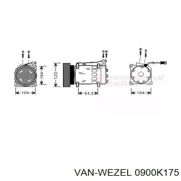 Компрессор кондиционера 0900K175 VAN Wezel