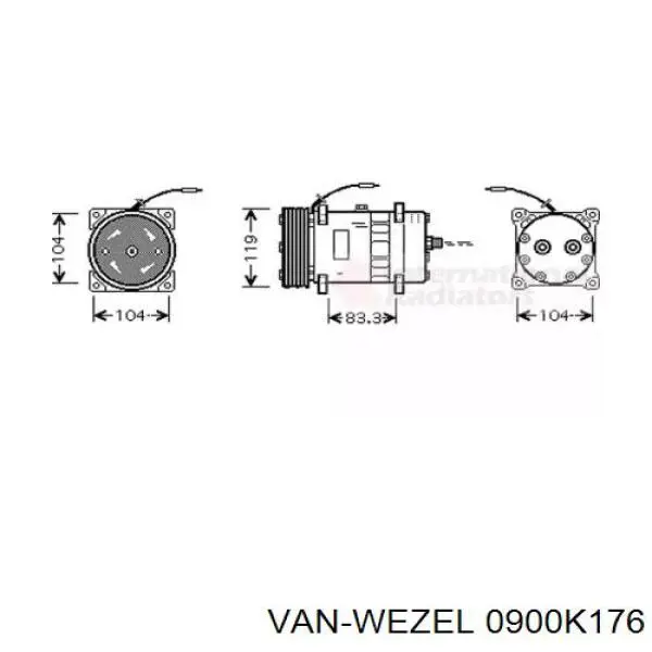 Компрессор кондиционера 0900K176 VAN Wezel