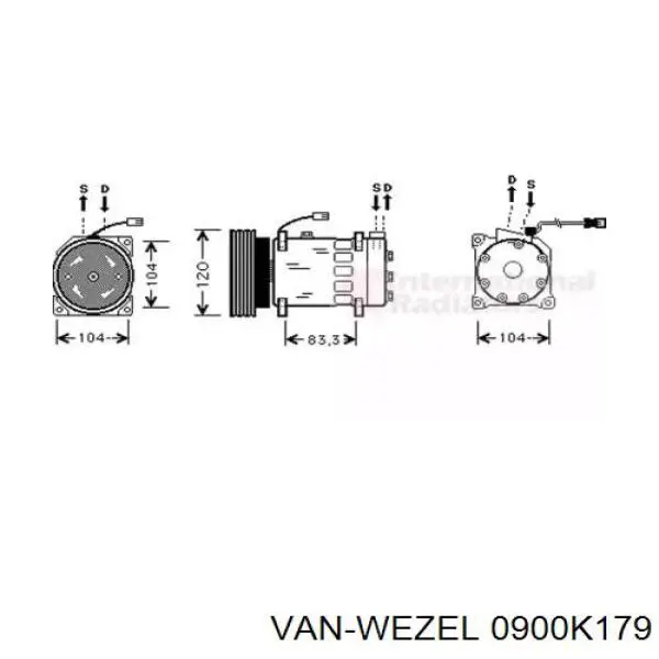 Компрессор кондиционера 0900K179 VAN Wezel