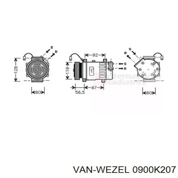 Компрессор кондиционера 0900K207 VAN Wezel