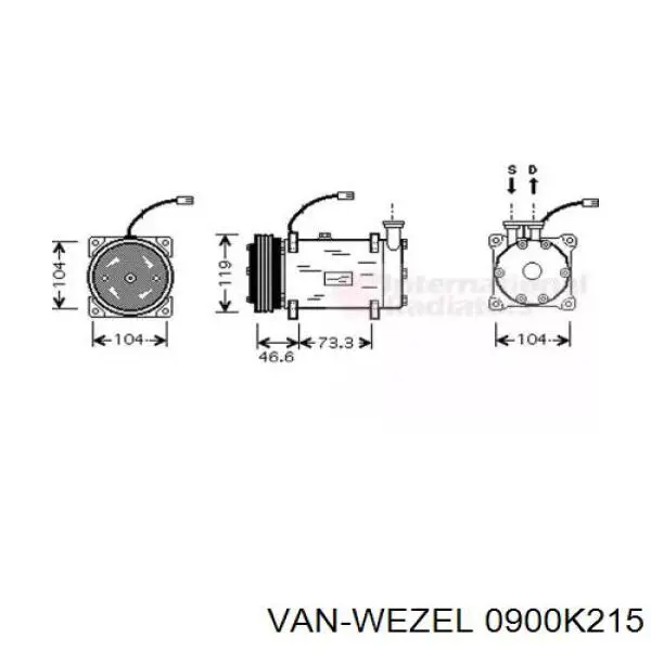 Компрессор кондиционера 0900K215 VAN Wezel