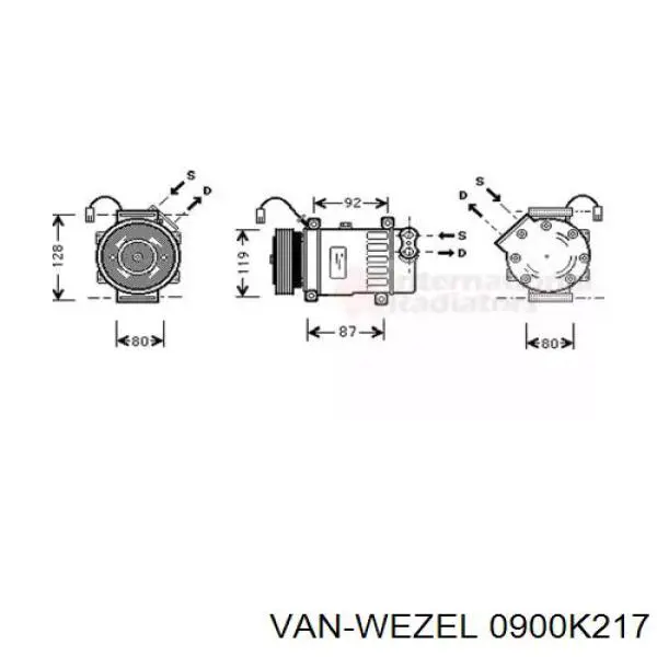 Компрессор кондиционера 0900K217 VAN Wezel