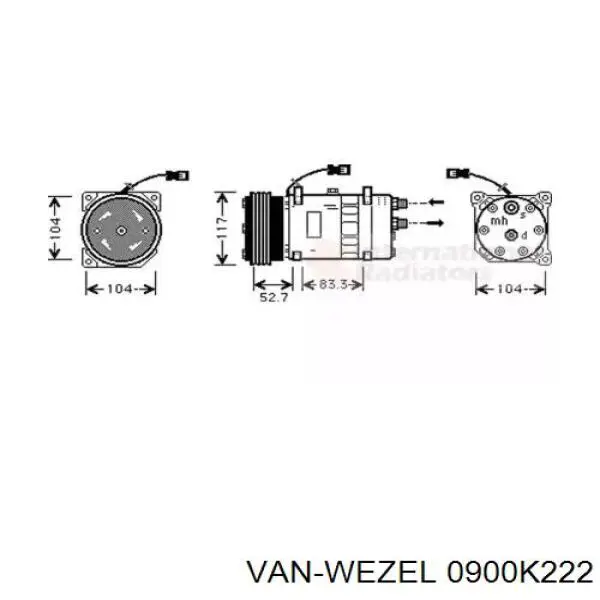 Компрессор кондиционера 0900K222 VAN Wezel