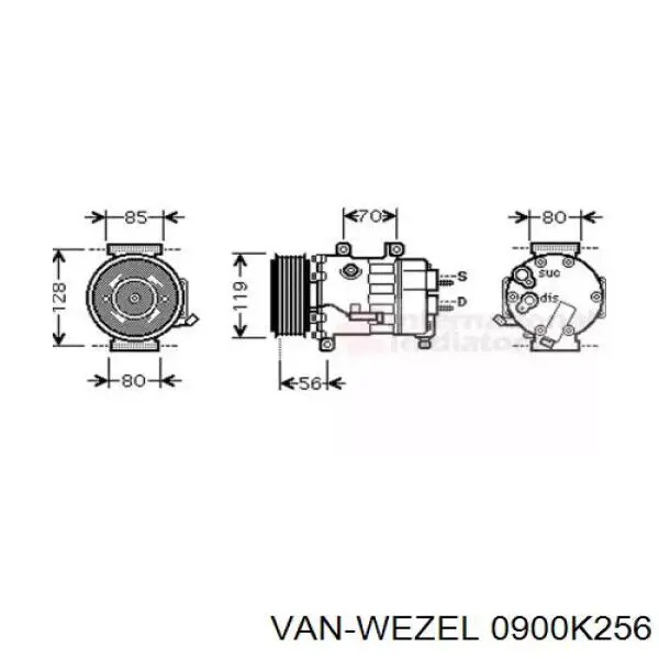 Компрессор кондиционера 0900K256 VAN Wezel