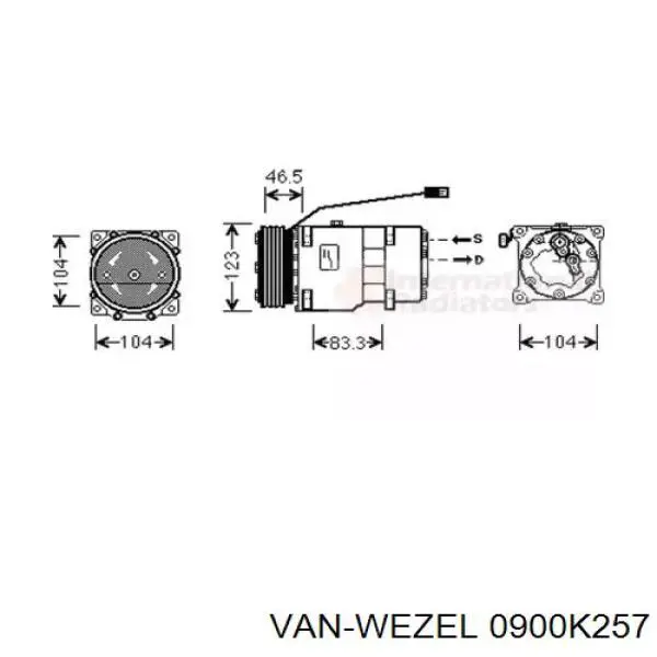 Компрессор кондиционера 0900K257 VAN Wezel