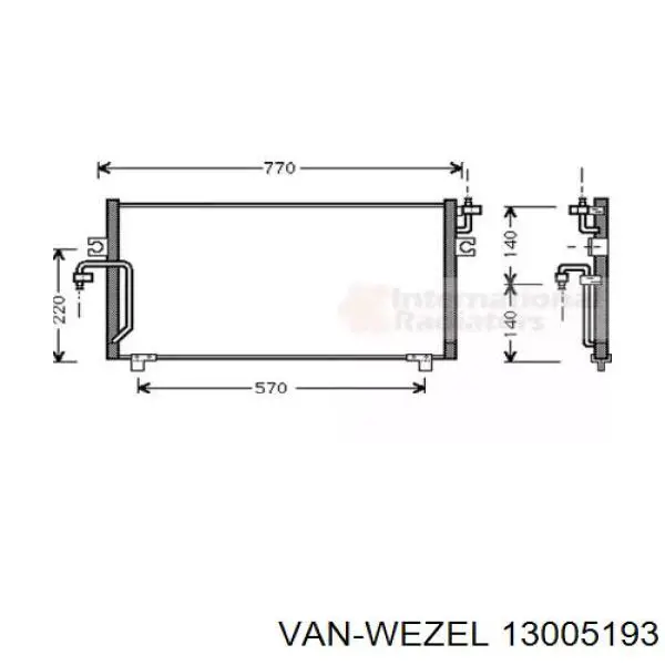 Радиатор кондиционера 13005193 VAN Wezel