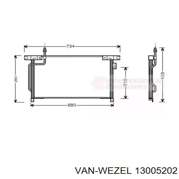 Радиатор кондиционера 13005202 VAN Wezel