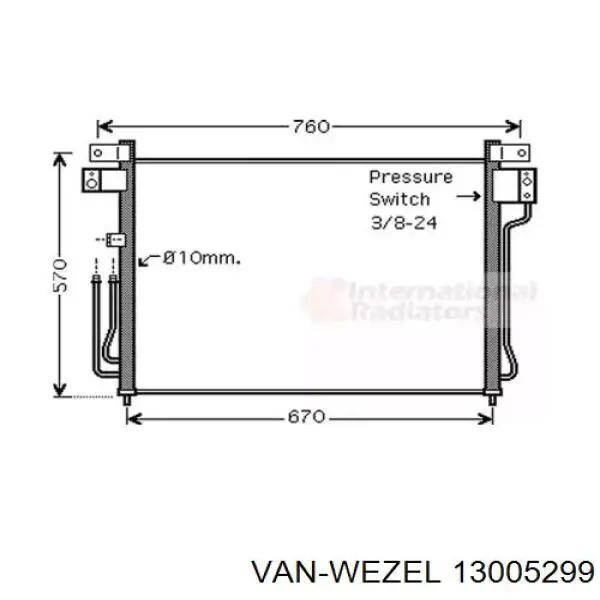 Конденсатор кондиционера VAN Wezel 13005299 цена, от 93.62 USD