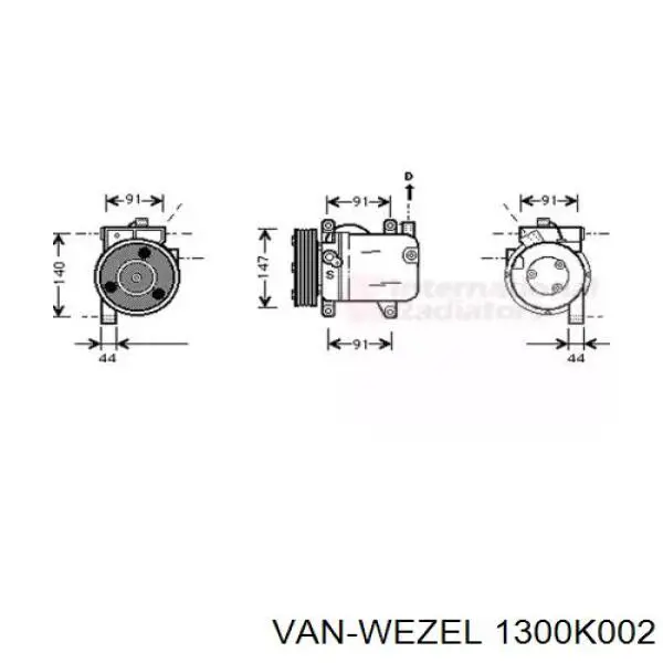 Компрессор кондиционера 1300K002 VAN Wezel