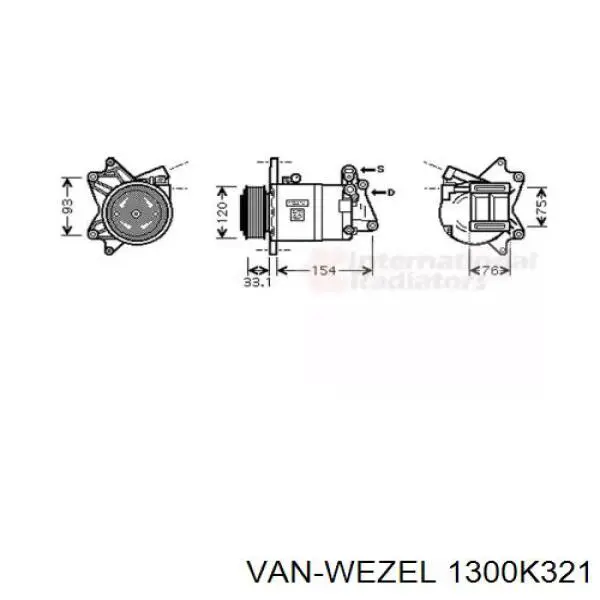 Компрессор кондиционера 1300K321 VAN Wezel