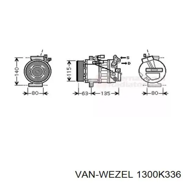 Компрессор кондиционера 1300K336 VAN Wezel