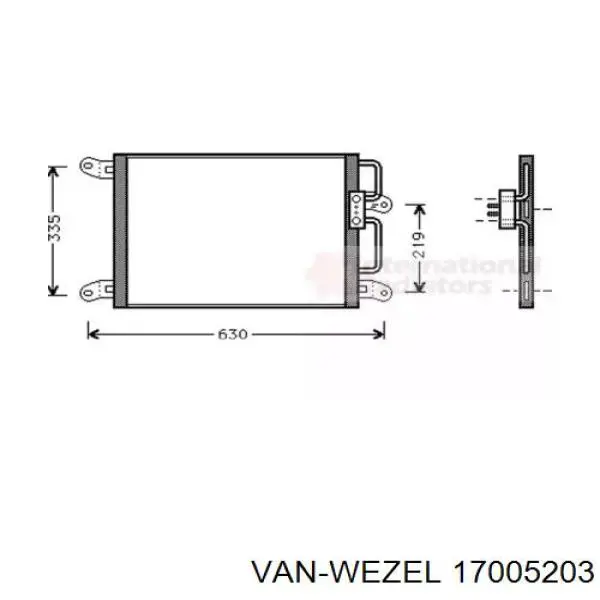 Радиатор кондиционера 17005203 VAN Wezel