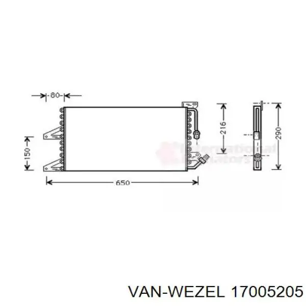 Радиатор кондиционера 17005205 VAN Wezel