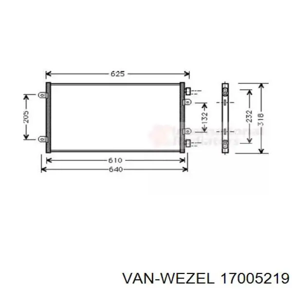 Радиатор кондиционера 17005219 VAN Wezel