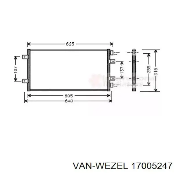 Радиатор кондиционера 17005247 VAN Wezel