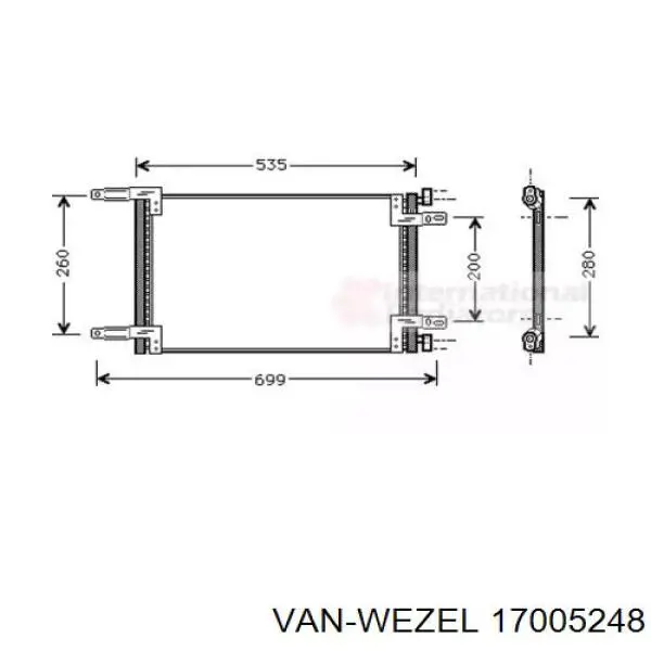 Радиатор кондиционера 17005248 VAN Wezel