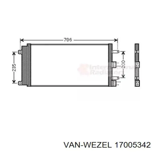 Радиатор кондиционера 17005342 VAN Wezel