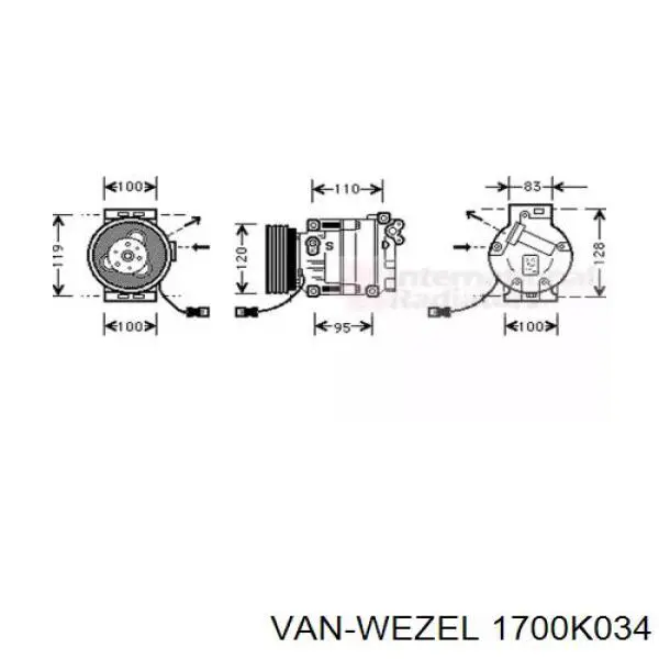 Компрессор кондиционера 1700K034 VAN Wezel