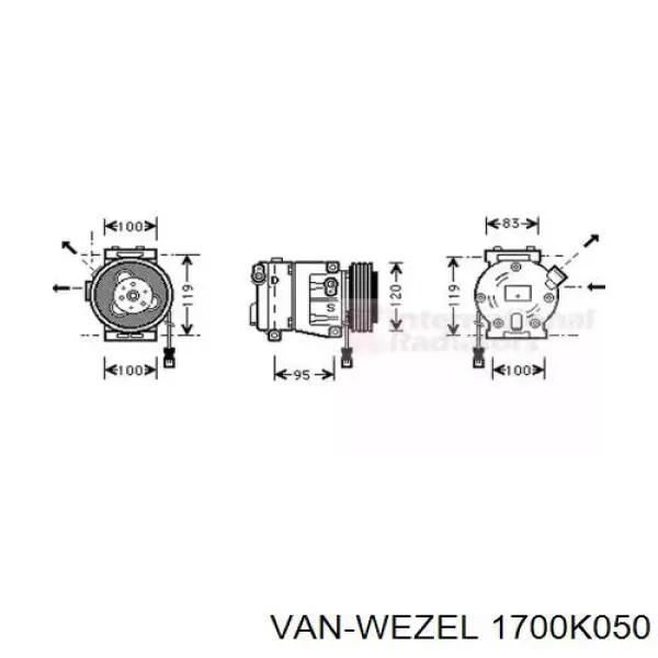 Компрессор кондиционера 1700K050 VAN Wezel