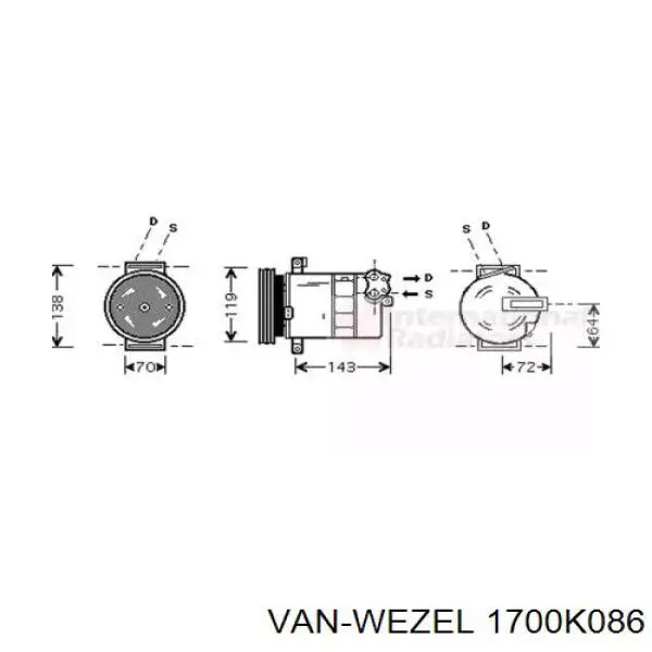 Компрессор кондиционера 1700K086 VAN Wezel