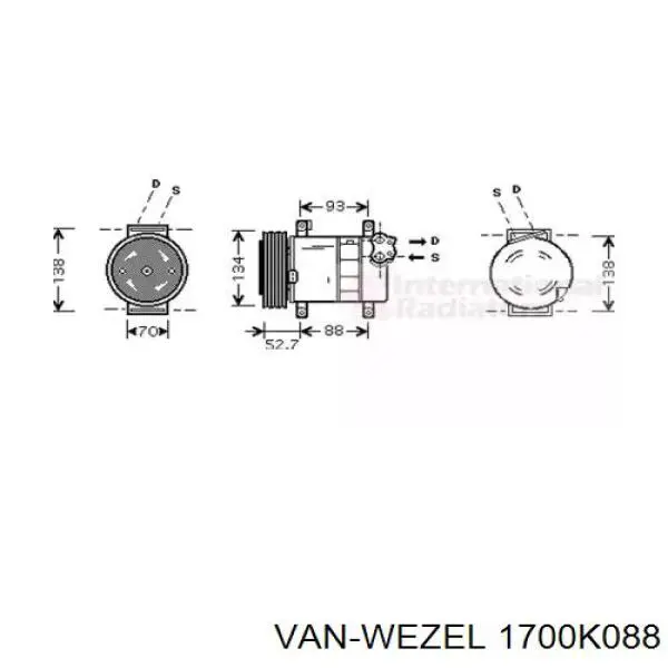 Компрессор кондиционера 1700K088 VAN Wezel