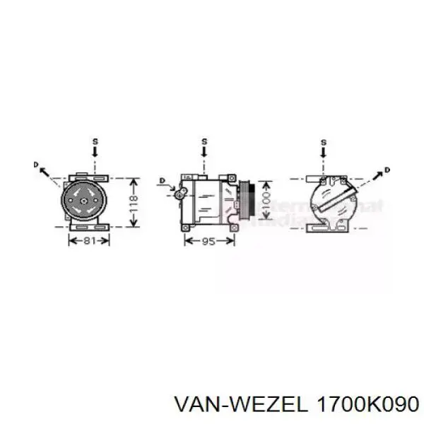 Компрессор кондиционера 1700K090 VAN Wezel