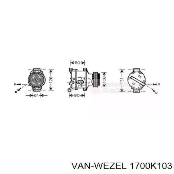 Компрессор кондиционера 1700K103 VAN Wezel